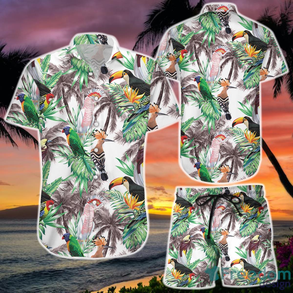 Birds Tropical Toucan Parrot Hawaii Shirt and Short Product Photo 1