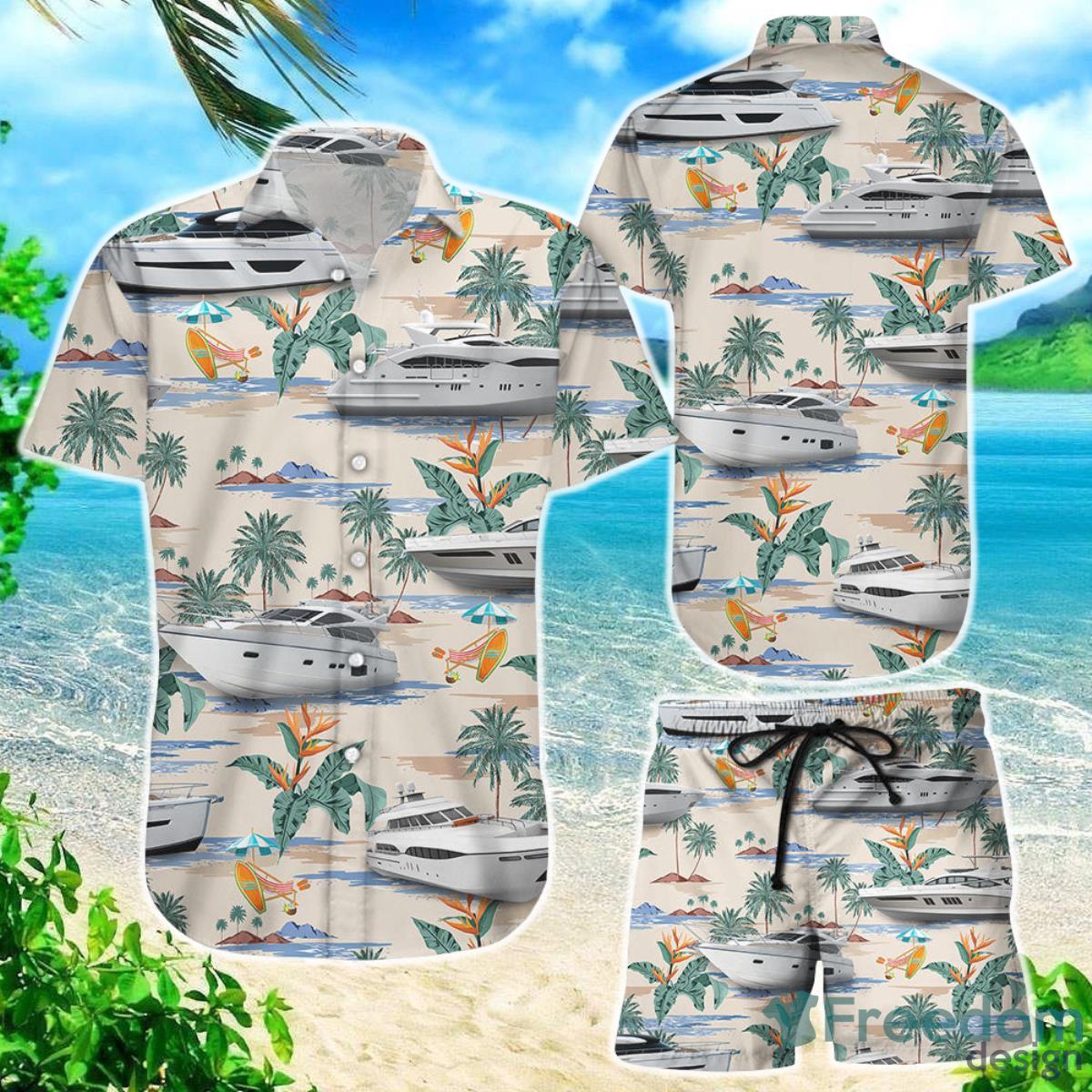 Boat Hawaiian Shirt Tropical Sailing Boat On The Beach Hawaii Themed Gifts Product Photo 1