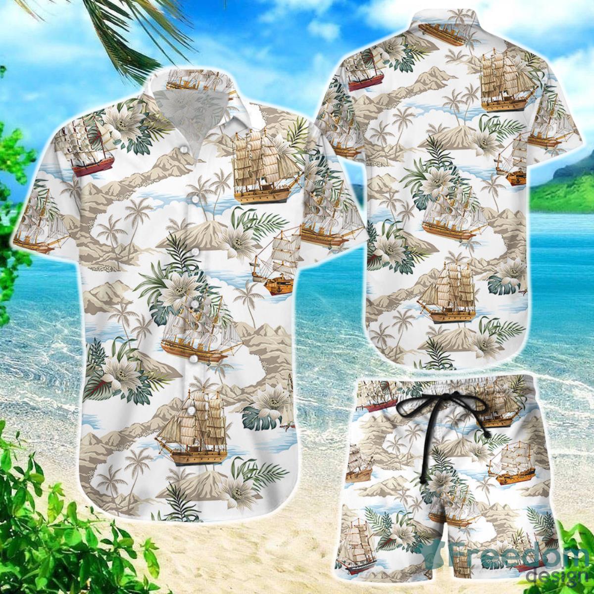 Boat Hawaiian Shirt Wooden Boat Vintage Beach Themed Presents Product Photo 1
