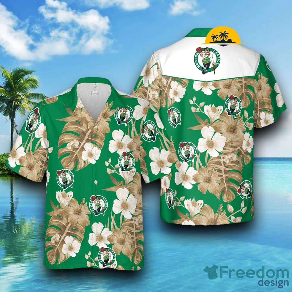 Boston Celtics NBA Floral Short Sleeve Mens Hawaiian Shirts - Freedomdesign