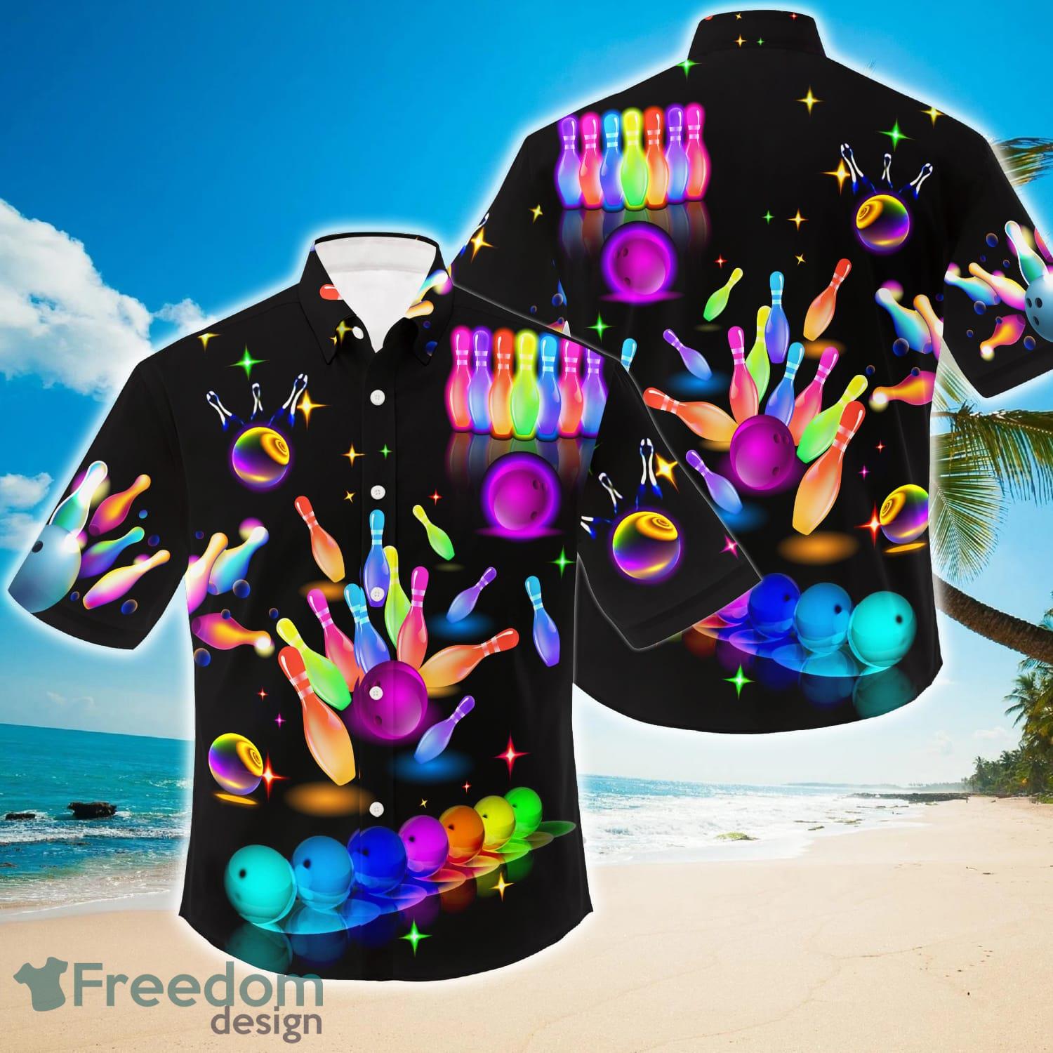 Bowling Neon Style Deign Aloha Hawaiian Shirt Product Photo 1