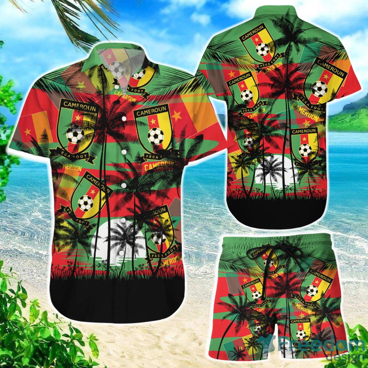 Cameroon Coconut Pattern Hawaiian Soccer Champions Football Gift Fans World Cup 3D Hawaiian Shirt Product Photo 1