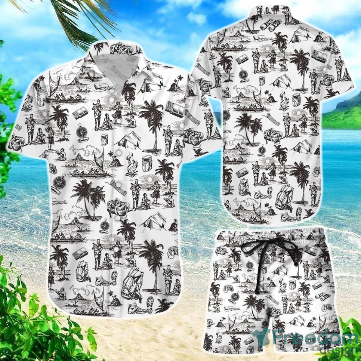 Camping Hawaiian Shirt Camping Picnic Art Print Button Down Shirts Summer Holiday Presents Product Photo 1