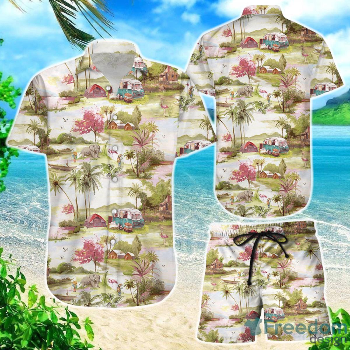 Camping Hawaiian Shirt Camping Vilage Sunset Button Down Shirts Best Gift For Summer Product Photo 1