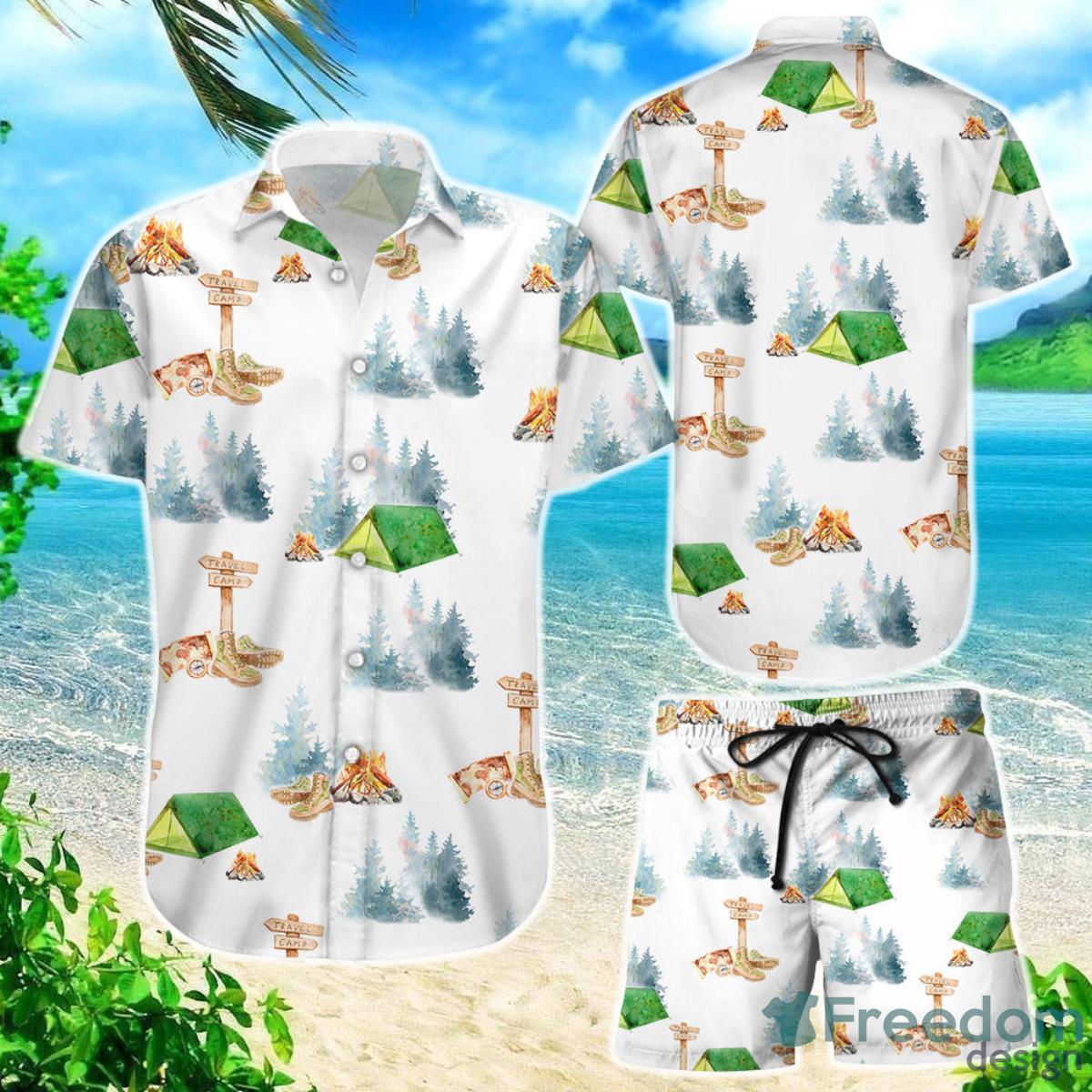 Camping Hawaiian Shirt Camping Watercolor Forest Button Down Shirts Best Gift For Summer Camp Product Photo 1