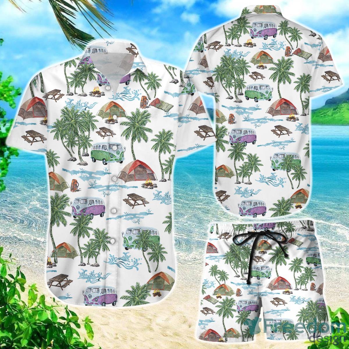 Camping Hawaiian Shirt Camping Watercolor Palm Tree Summer Summer Holiday Gift Product Photo 1
