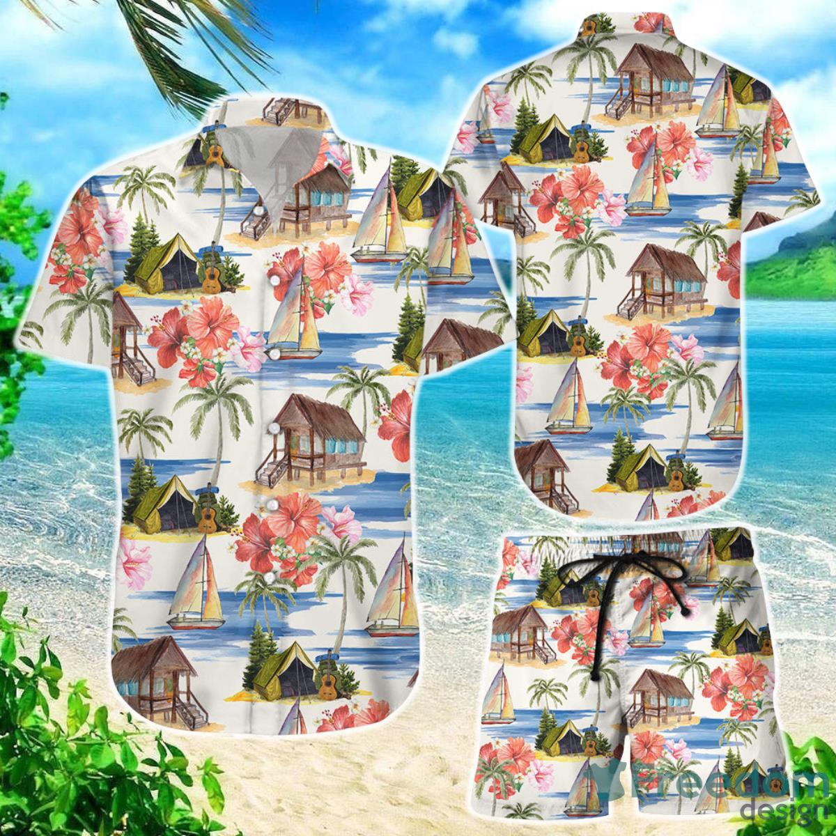 Camping Hawaiian Shirt House By The Sea With Hibiscus Hawaii Gift Ideas Product Photo 1