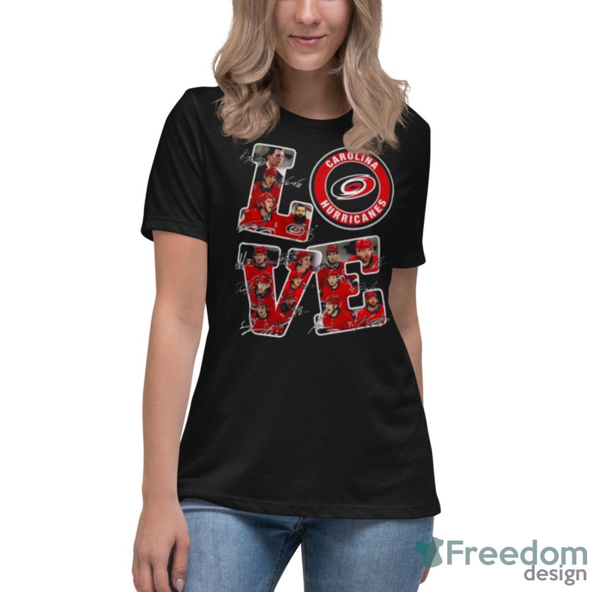 Carolina Hurricanes Players Love Signatures Shirt - Womens Relaxed Short Sleeve Jersey Tee Carolina Hurricanes Players Love Signatures Shirt - Womens Relaxed Short Sleeve Jersey Tee