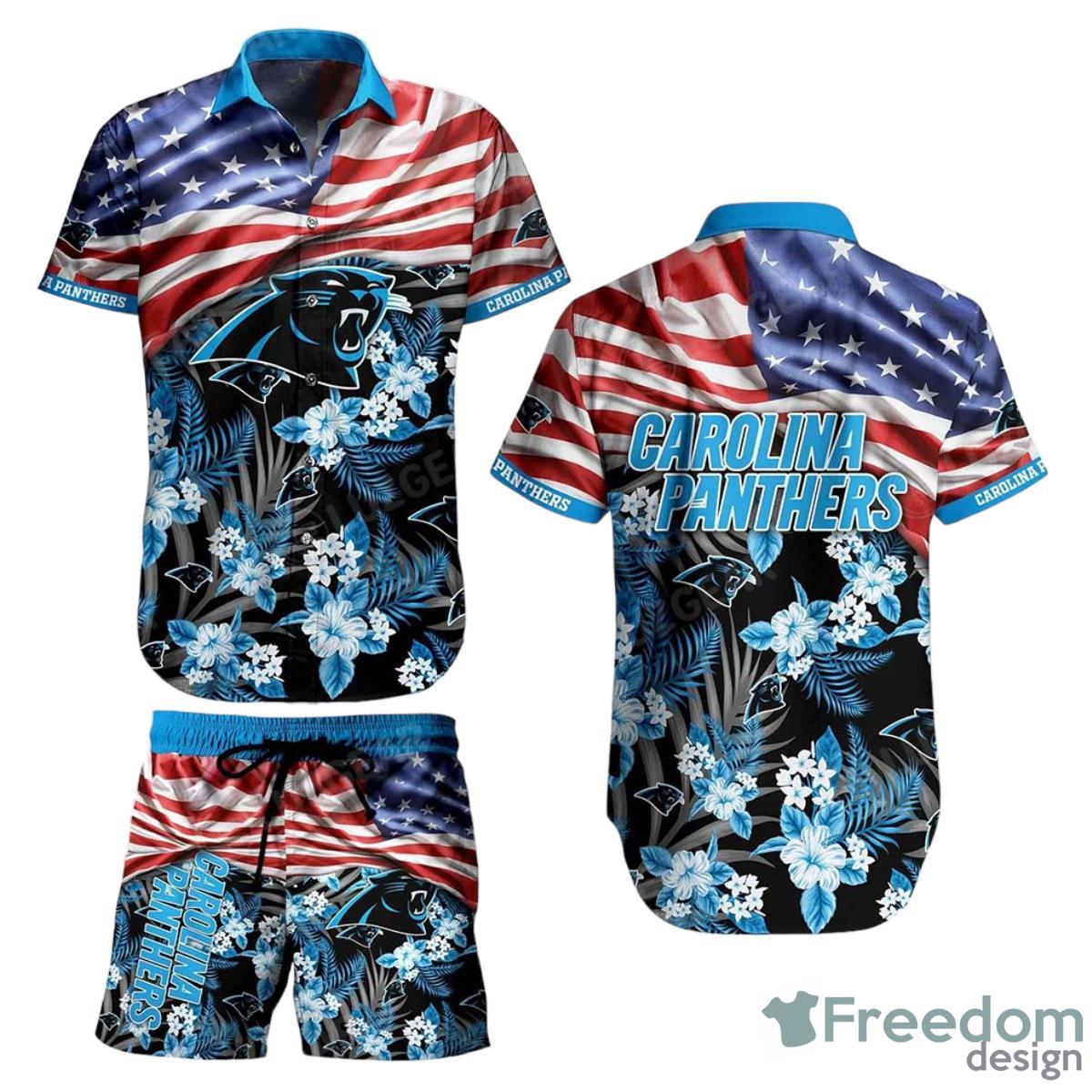 Carolina Panthers NFL Hawaiian Shirt And Short Summer Tropical Pattern US Flag Best Gift For Sports Product Photo 1