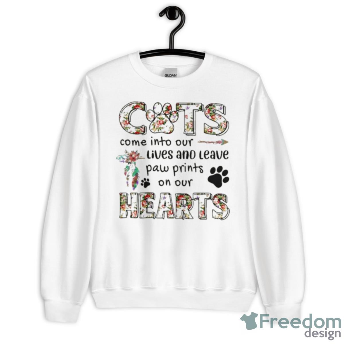 Cats Come Into Our Lives And Leave Paw Prints On Our Hearts Shirt - Unisex Heavy Blend Crewneck Sweatshirt