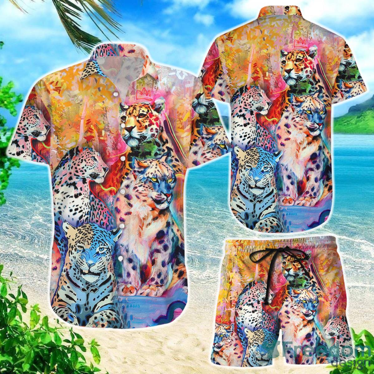 Cheetah Prints Hawaiian Shirt Cheetah Colorful Oil Painting Gift For Cheetah Lovers Product Photo 1