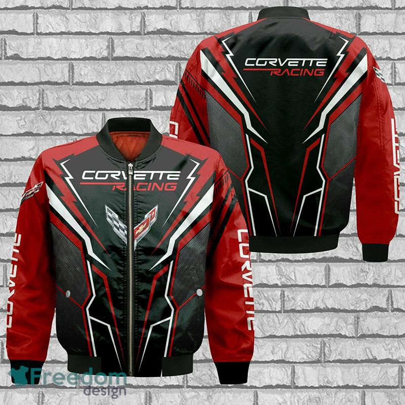 Chevrolet Corvette Lightning Black Red Bomber Jacket Gift For Mens - Chevrolet Corvette Lightning Black Red Bomber Jacket