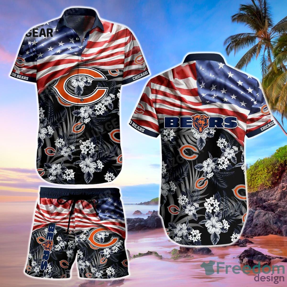 Chicago Bears Hawaiian Shorts and Shirt Summer Beach Shirt Full