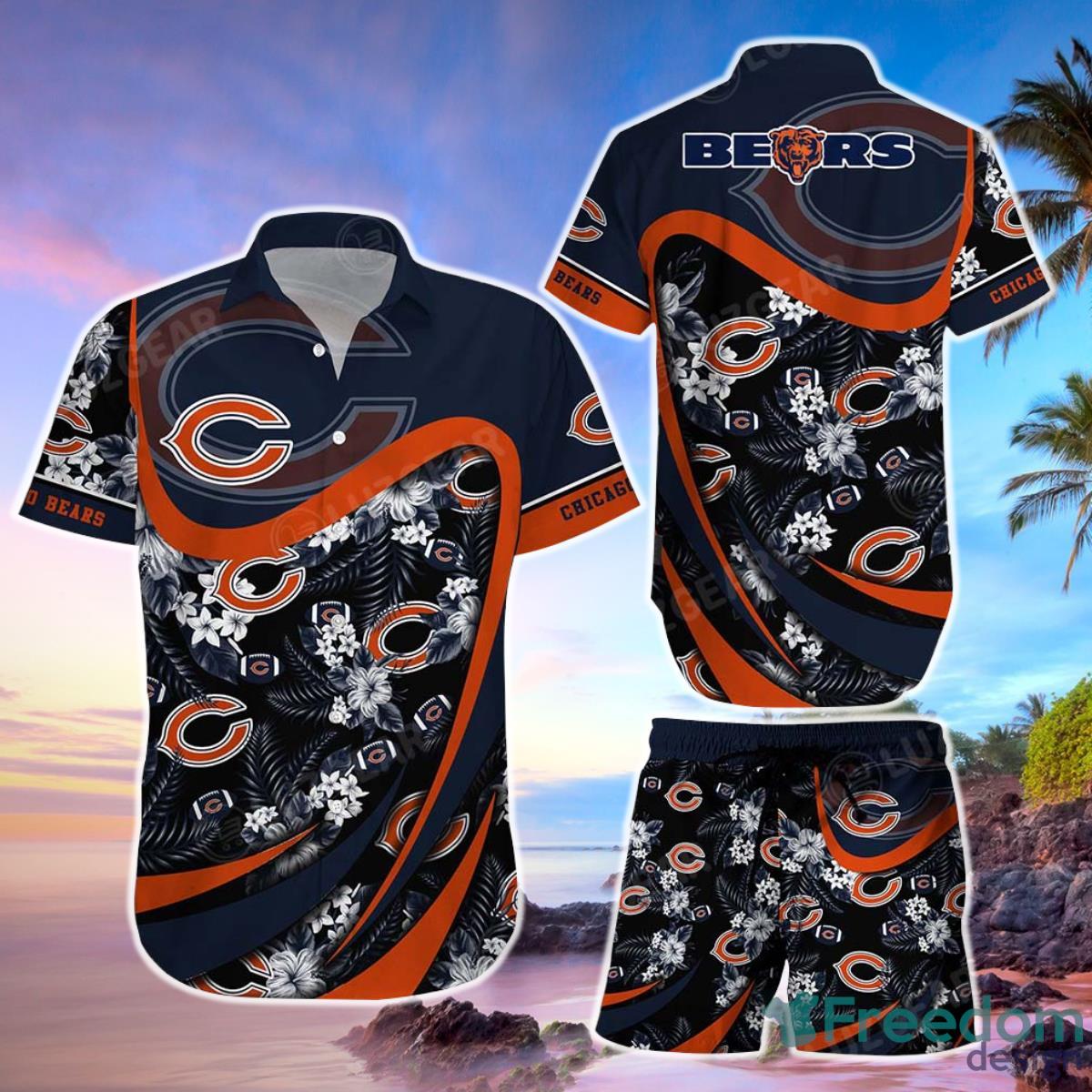 Chicago Bears NFL Hawaiian Shirt And Short Tropical Pattern Beach Shirt New Gift For Sports Fans Product Photo 1