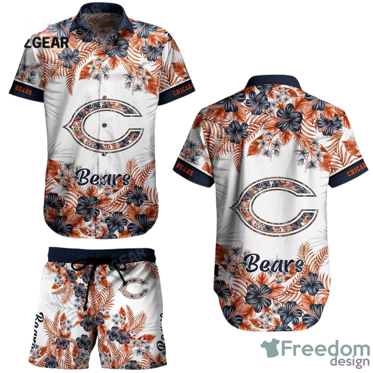 NFL Chicago Bears Tropical Flower Hawaiian Shirt For Fans - Freedomdesign