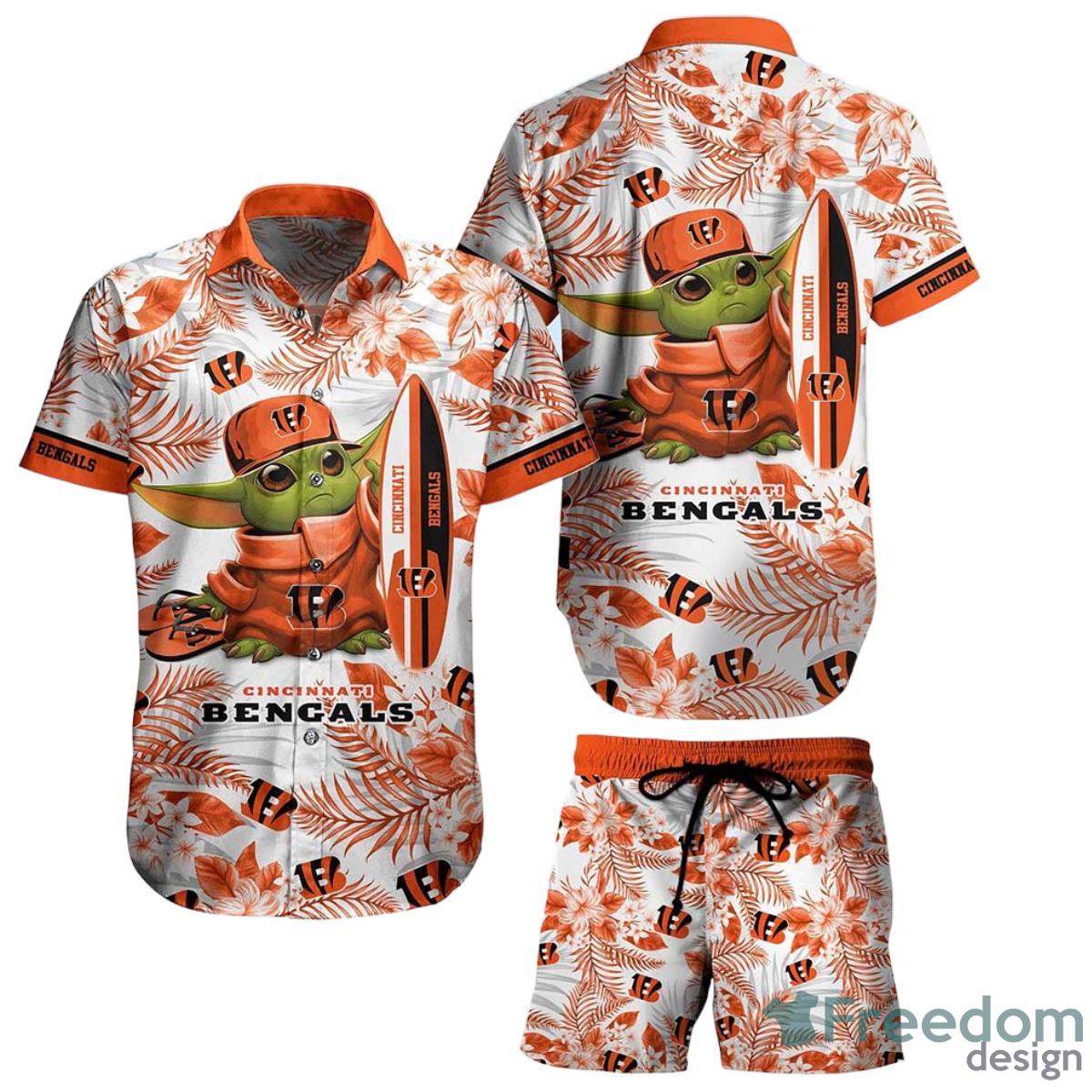 Cincinnati Bengals NFL Team Logo Baby Yoda Hawaiian Shirt - Freedomdesign