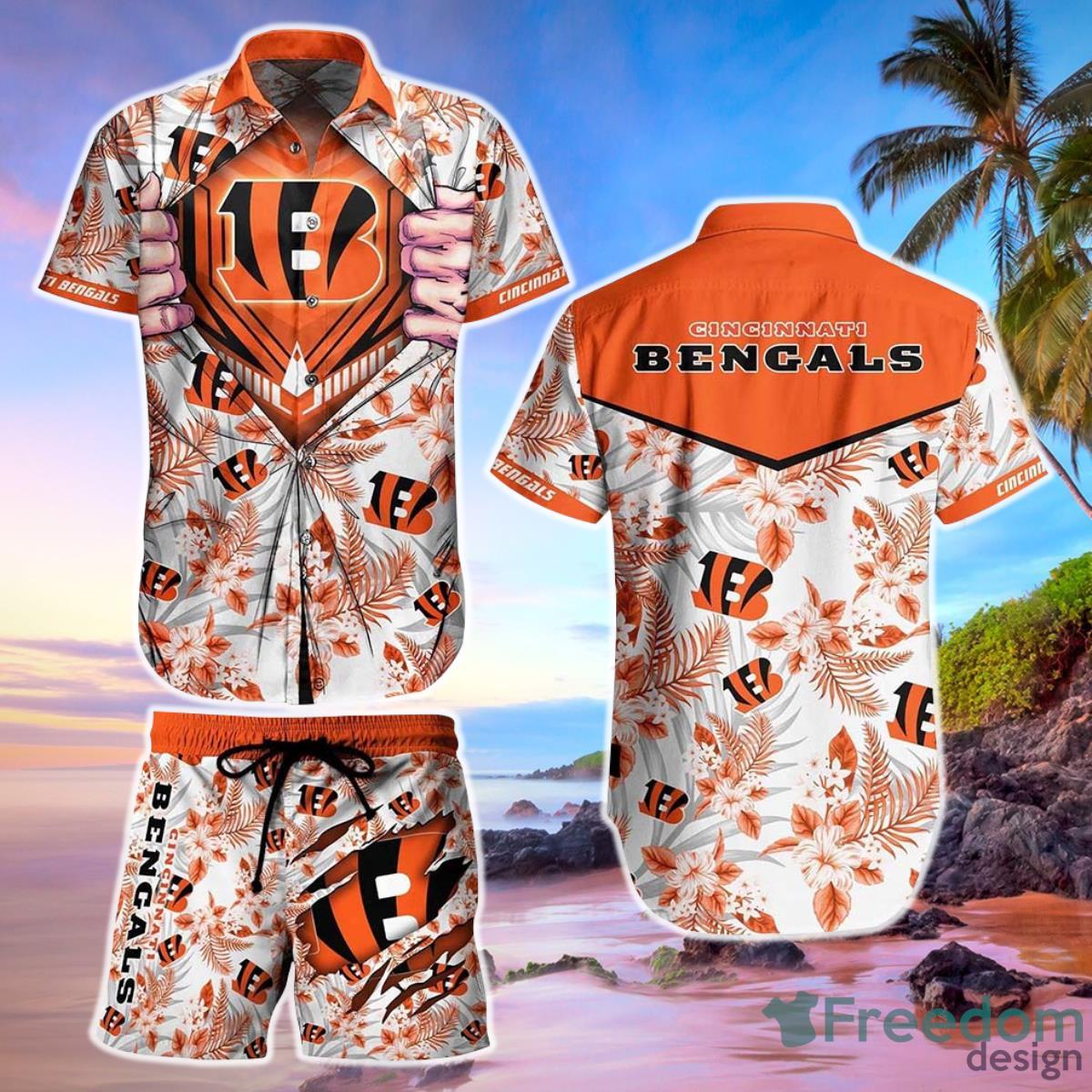 Cincinnati Bengals NFL Football Hawaiian Shirt Short Summer With Flower  Graphic Retro Sunset Hawaii - Freedomdesign