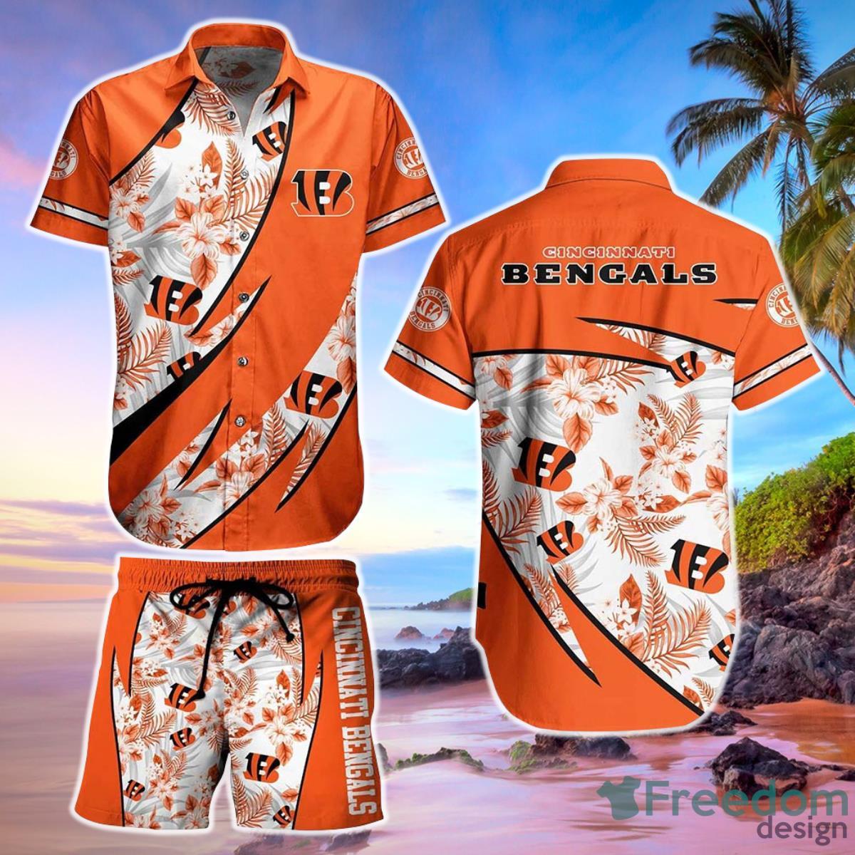 Cincinnati Bengals NFL Hawaiian Shirt And Short Style Tropical Graphic Summer For Awesome Fans Product Photo 1