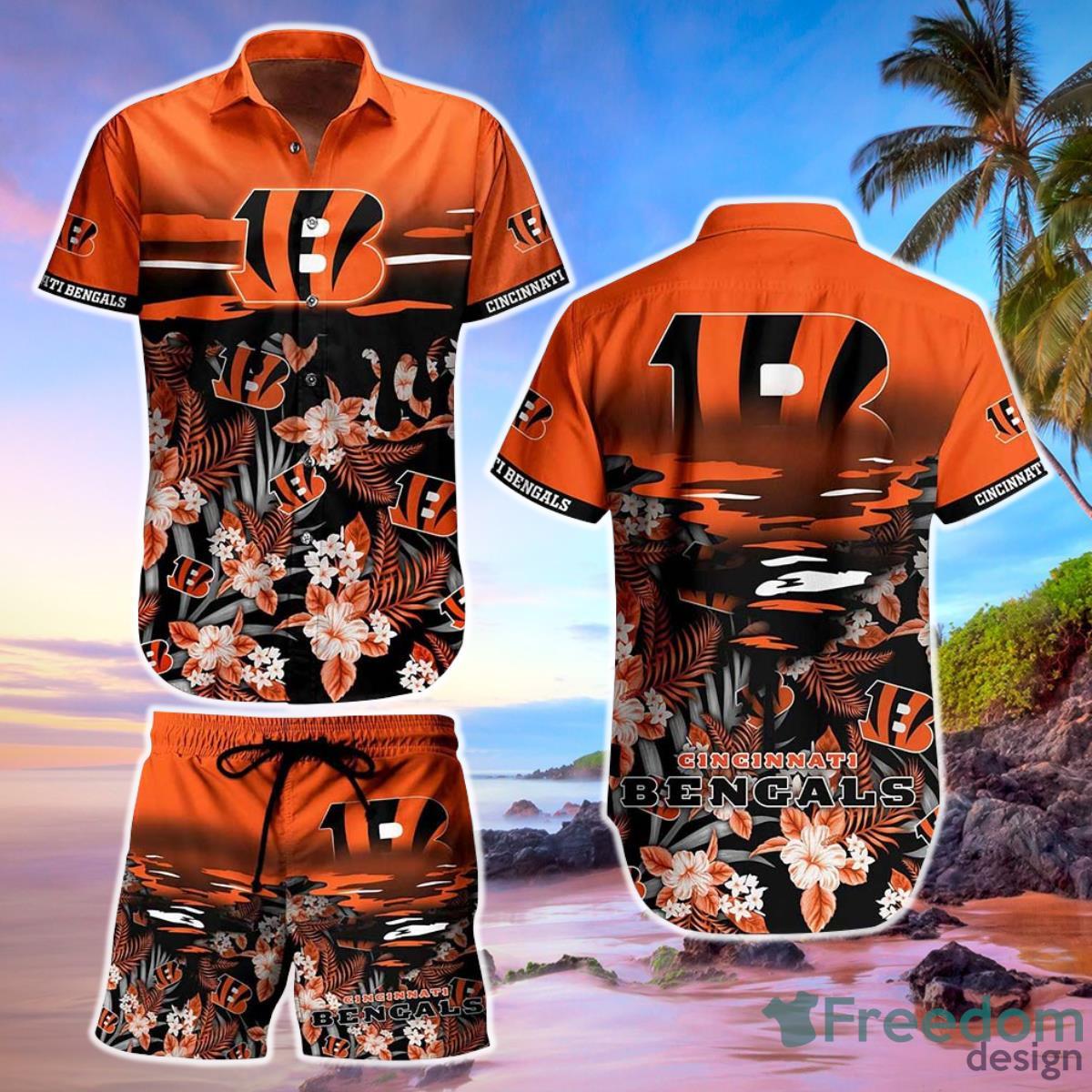 Cincinnati Bengals NFL Hawaiian Shirt And Short Tropical Pattern Beach Shirt New Gift For Best Fan Product Photo 1