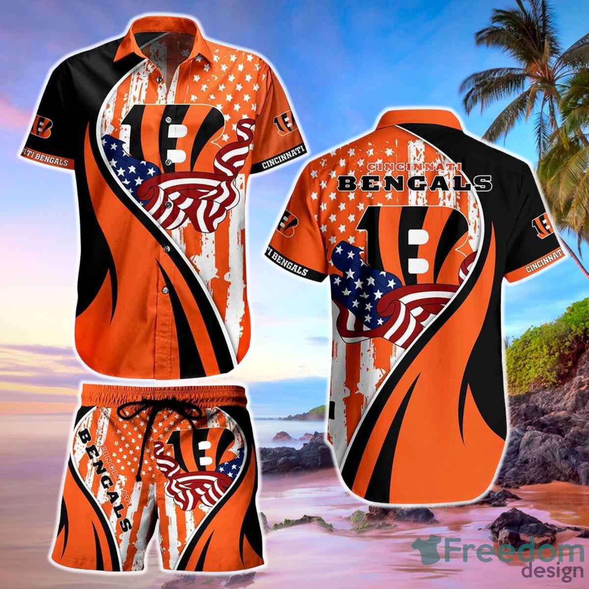 Cincinnati Bengals NFL Hawaiian Shirt Vintage US Flag Graphic Summer Gift For Men Women Fan NFL Product Photo 1