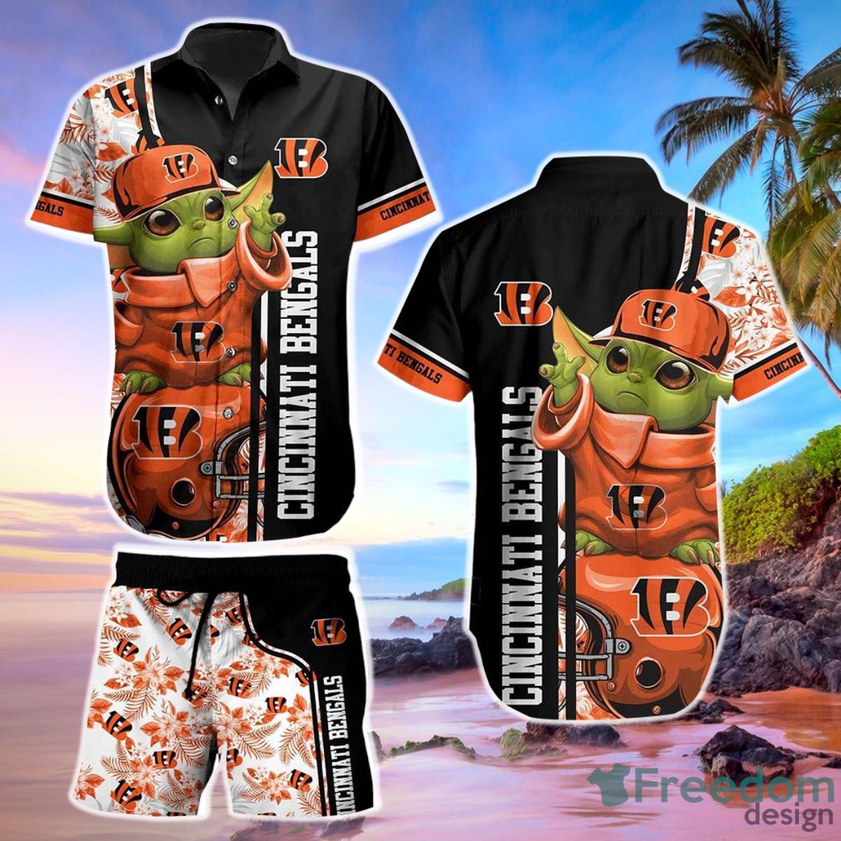 Cincinnati Bengals NFL Baby Yoda 3D Hawaiian Shirt And Shorts For