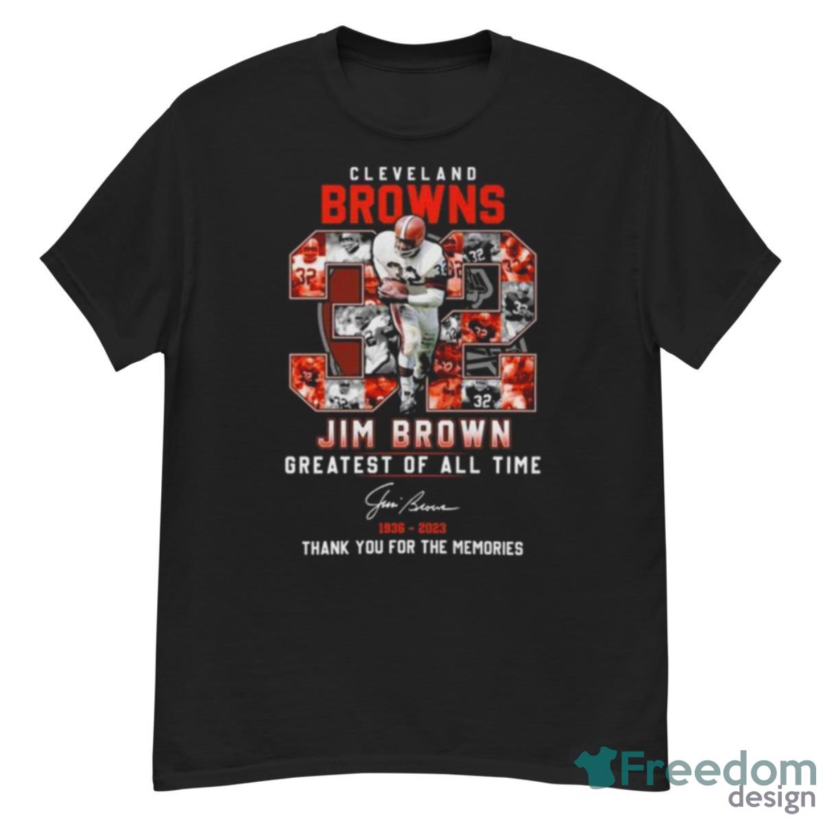Cleveland Browns 32 Jim Brown Greatest Of All Time 1936 2023 Thank You For The Memories Signature Shirt - G500 Men’s Classic T-Shirt