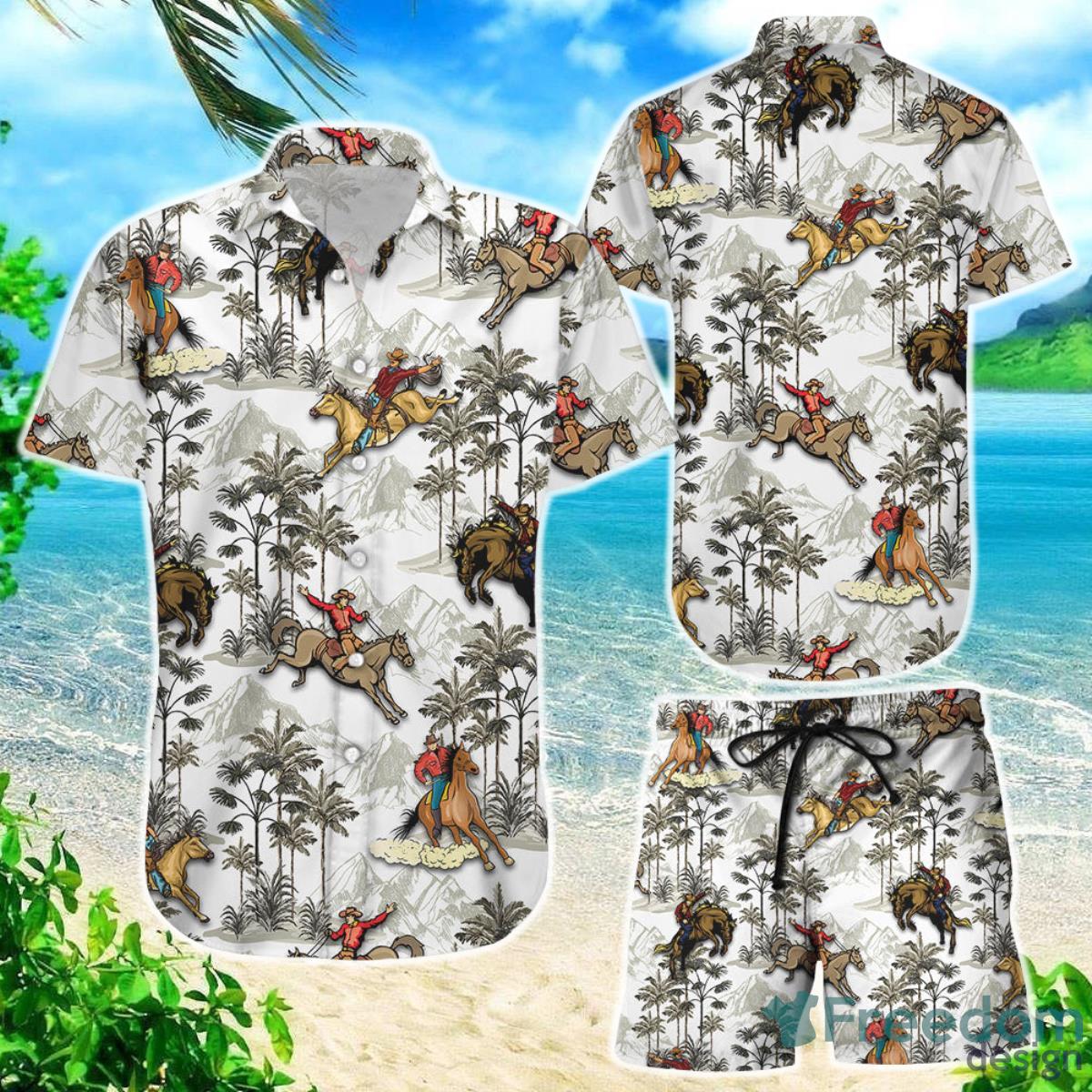 Cowboy Hawaiian Shirt Cowboy Horse Aloha Button Down Shirts Summer Holiday Gift Ideas Product Photo 1