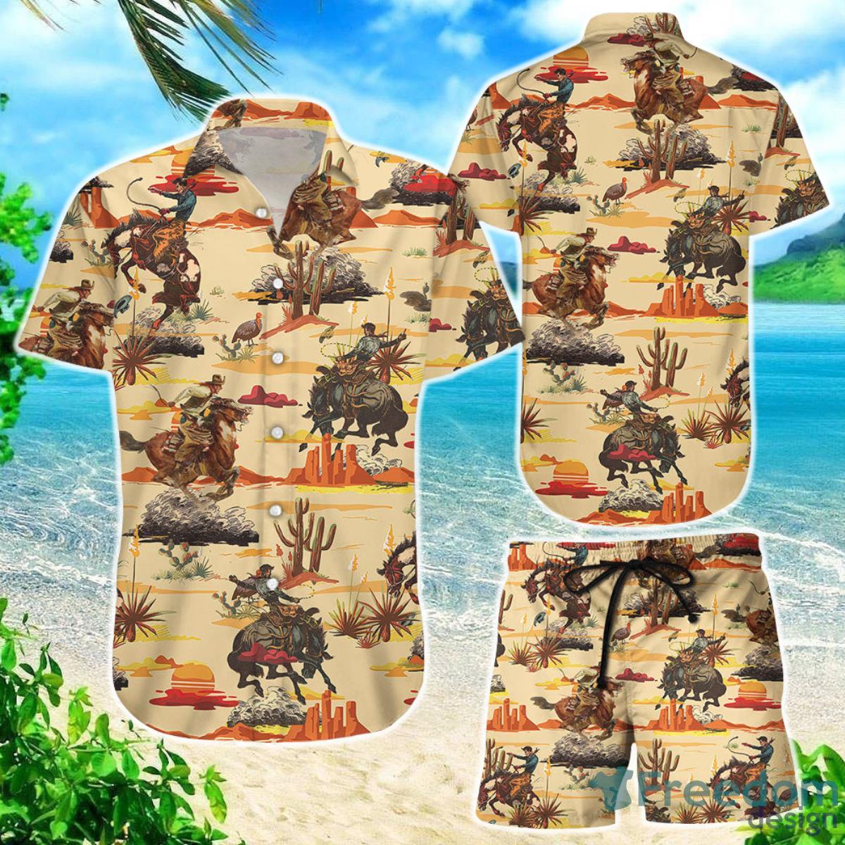 Cowboy Hawaiian Shirt Riding Horse Cowboy In Desert Hawaii Shirt Summer Gifts For Men Product Photo 1