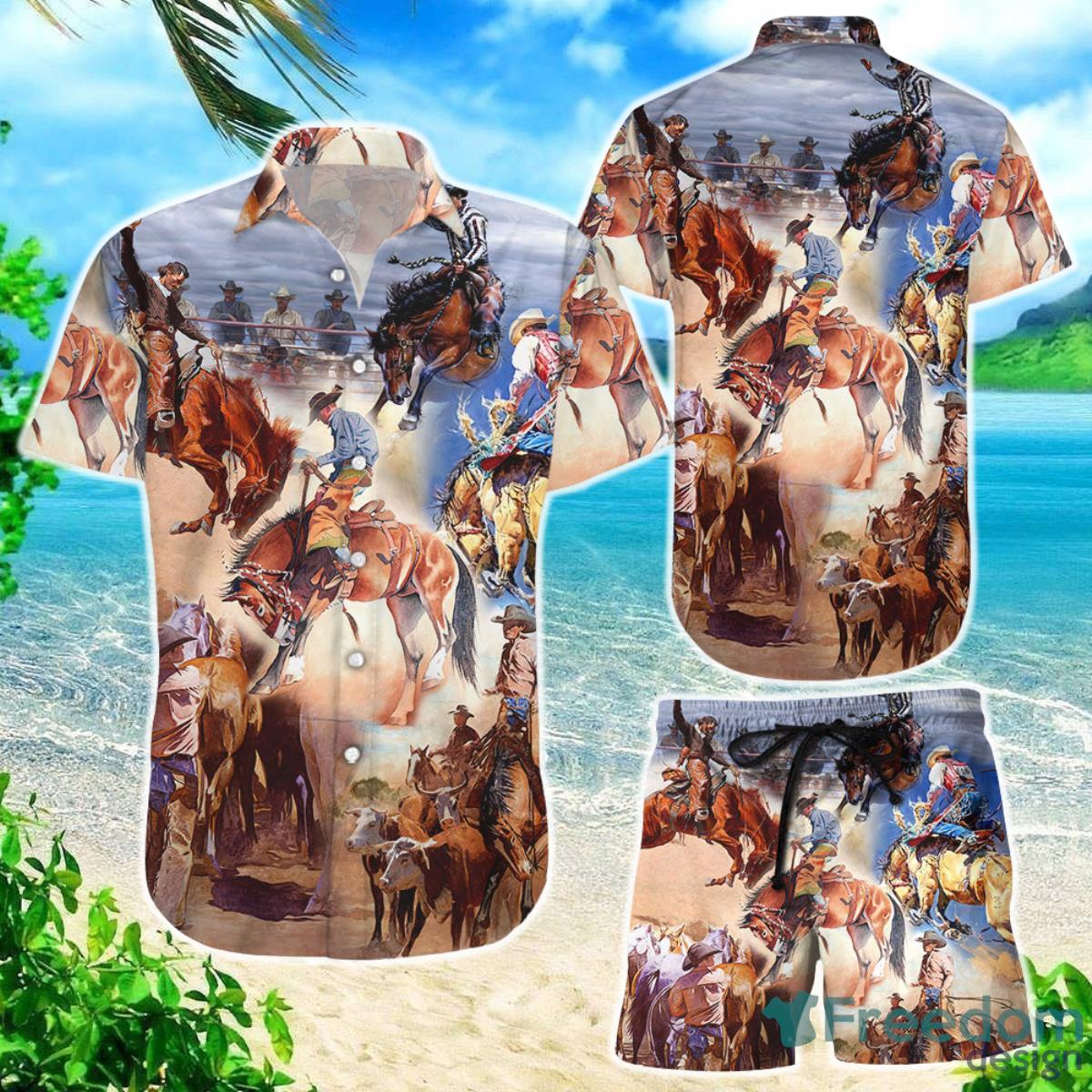 Cowboy Hawaiian Shirt Riding Horse Cowboy Western Hawaii Shirt Gift For Cowboy Lovers Product Photo 1