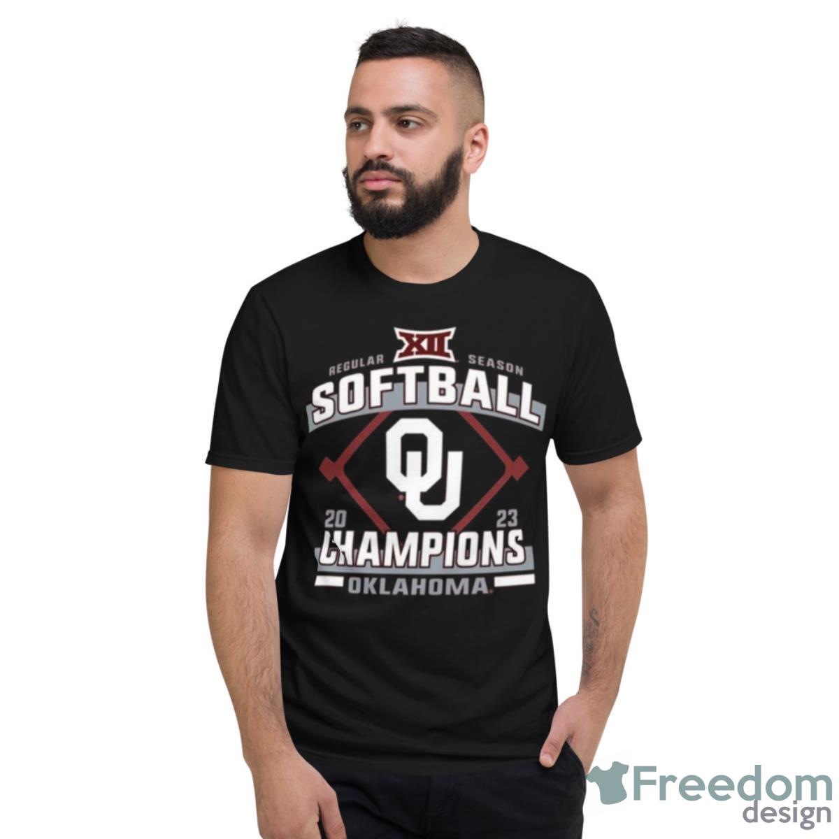 Crimson Oklahoma Sooners 2023 Big 12 Softball Regular Season Champions Shirt - Short Sleeve T-Shirt