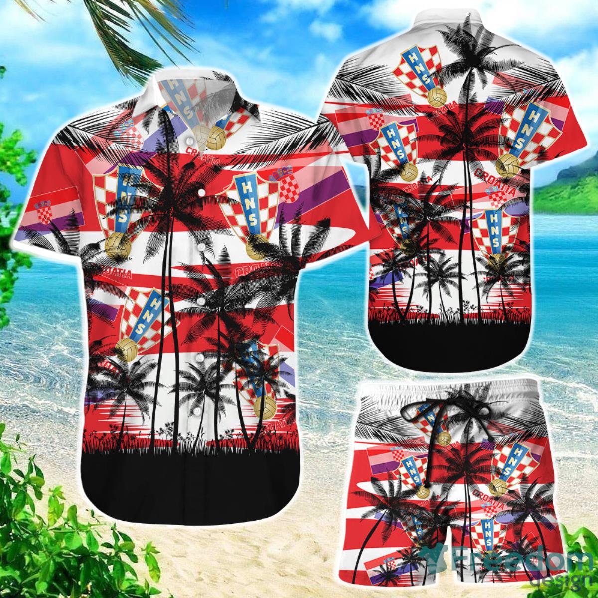 Croatia Coconut Pattern Hawaiian Soccer Team Fans World Cup 3D Hawaiian Shirt Product Photo 1