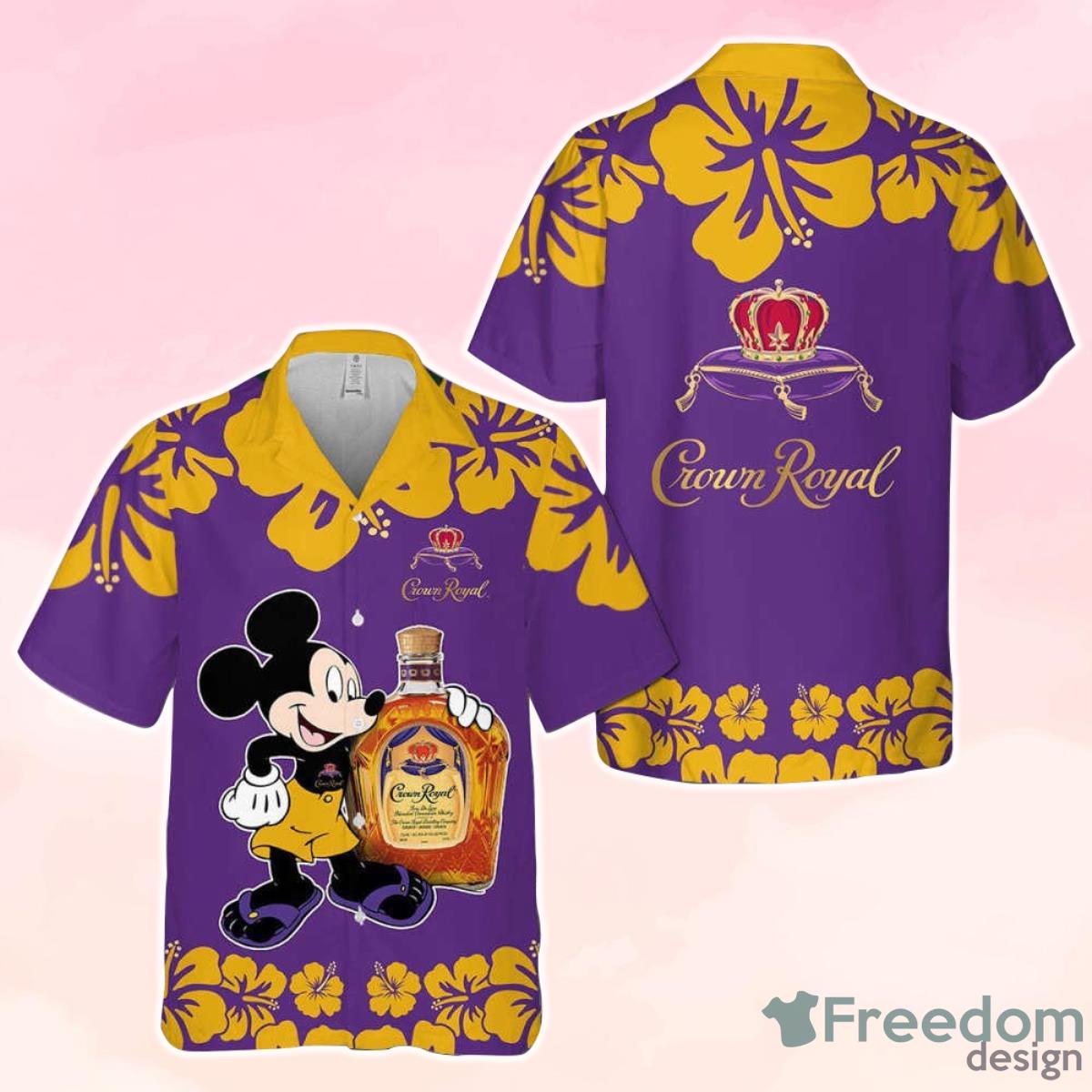 Crown Royal Mickey Mouse Hibicus Flower Hawaiian Shirt Perfect Gift Product Photo 1