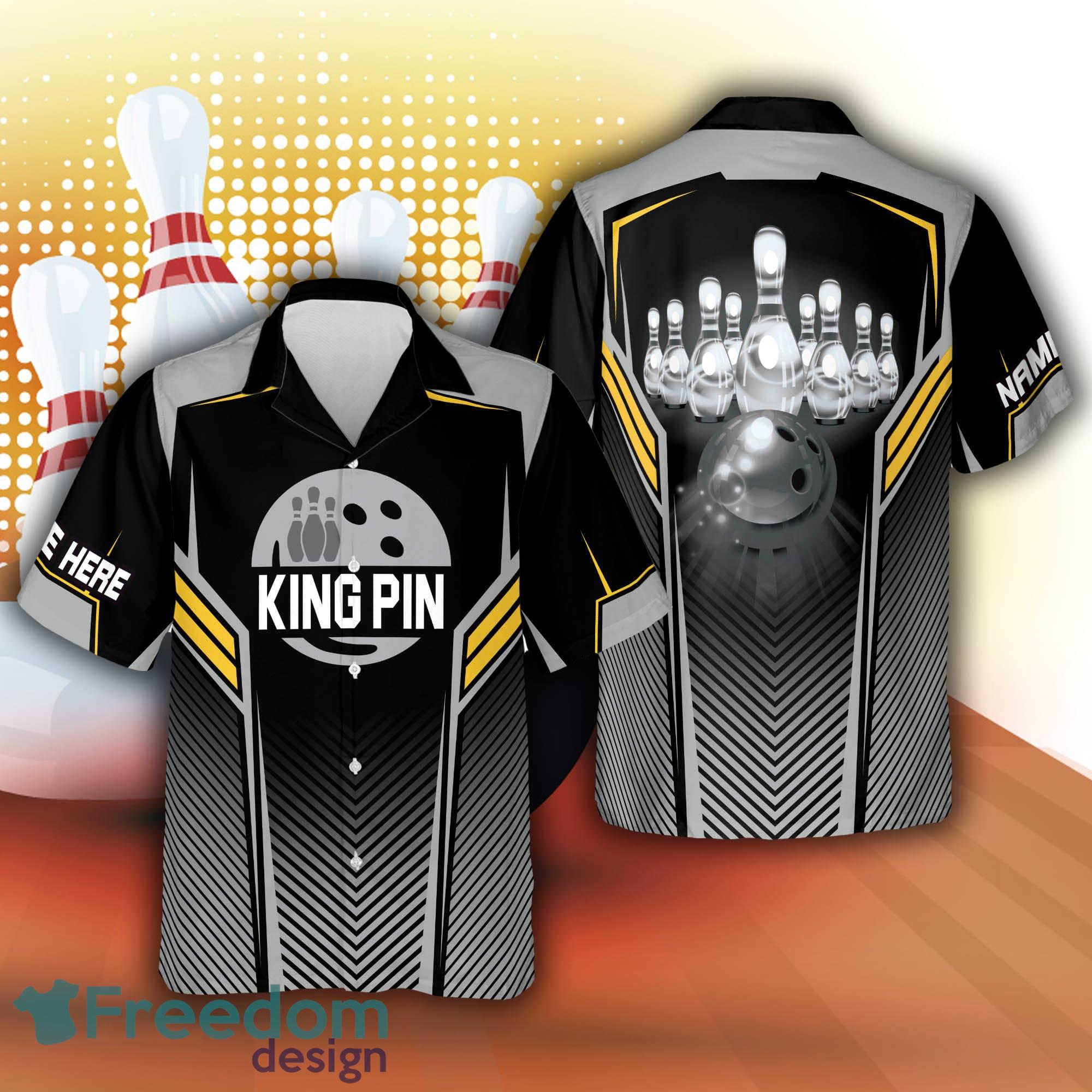 Custom Name And Team King Pins 3D Hawaiian Blue Bowling Shirts for Men and  Women - Freedomdesign