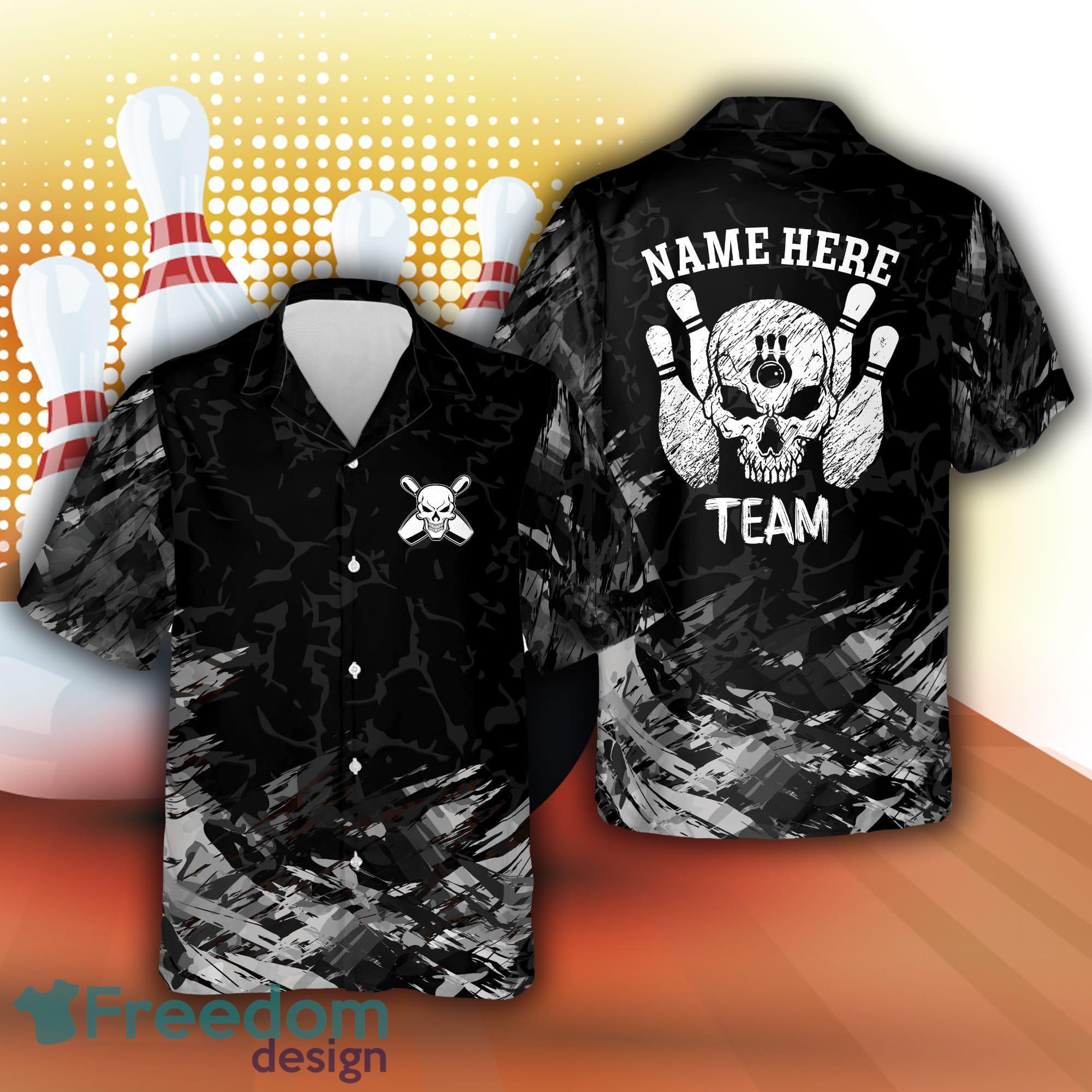 Blue Camo Hawaiian Bowling Shirt For Men Women, Custom Team Name