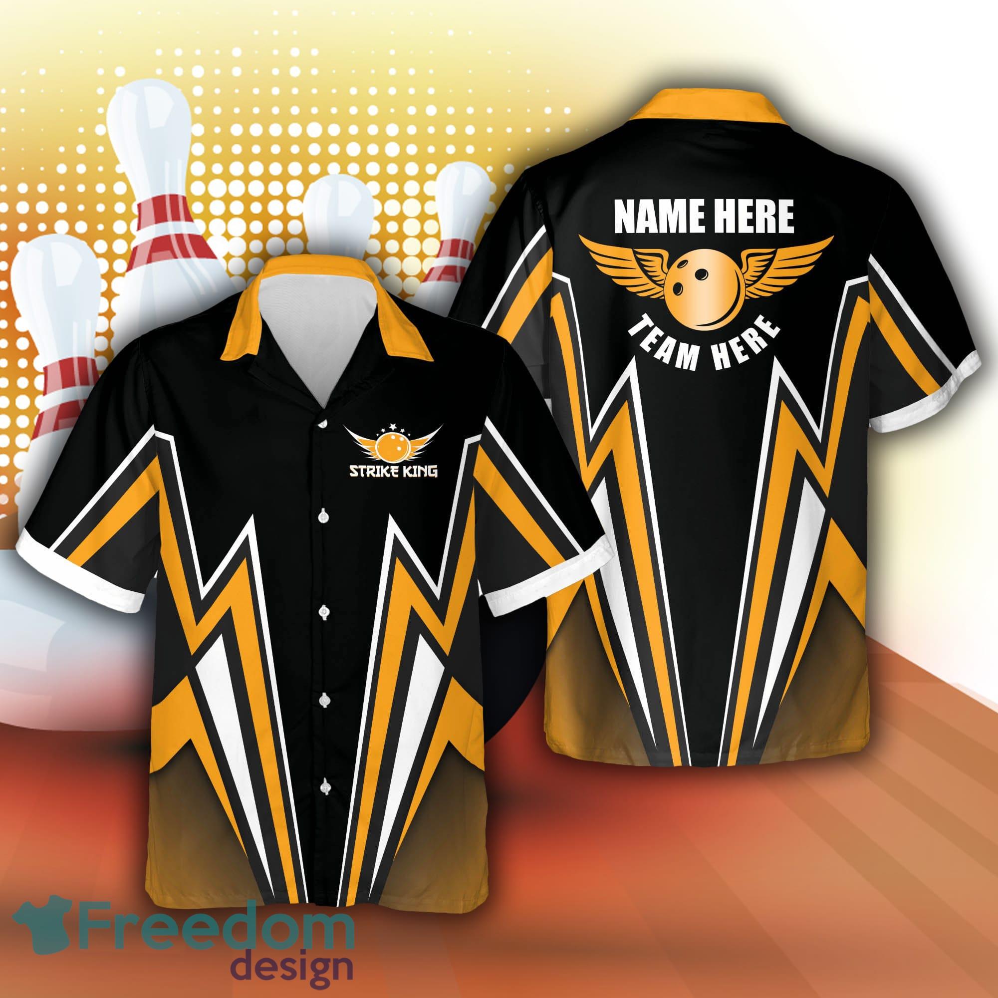 Custom Name And Team King Pins 3D Hawaiian Blue Bowling Shirts for Men and  Women - Freedomdesign