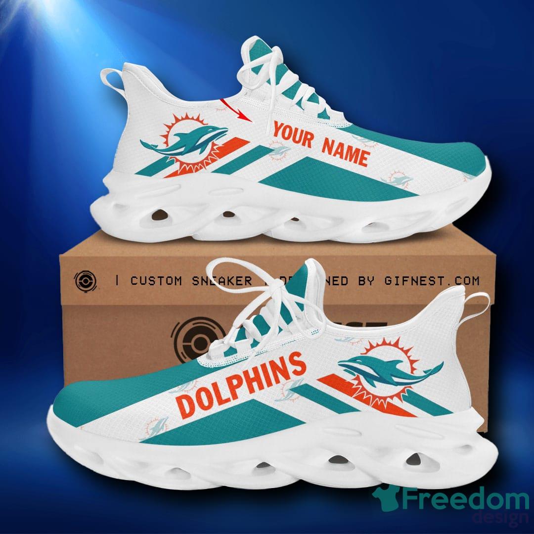 Miami Dolphins Xmas Pattern Max Soul Sneakers Snowflakes Christmas Shoes -  YesItCustom