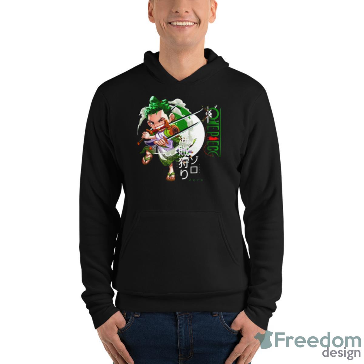 Cute Chibi Of Roronoa Zoro Japanese Text One Piece Manga Shirt - Unisex Fleece Pullover Hoodie Cute Chibi Of Roronoa Zoro Japanese Text One Piece Manga Shirt - Unisex Fleece Pullover Hoodie