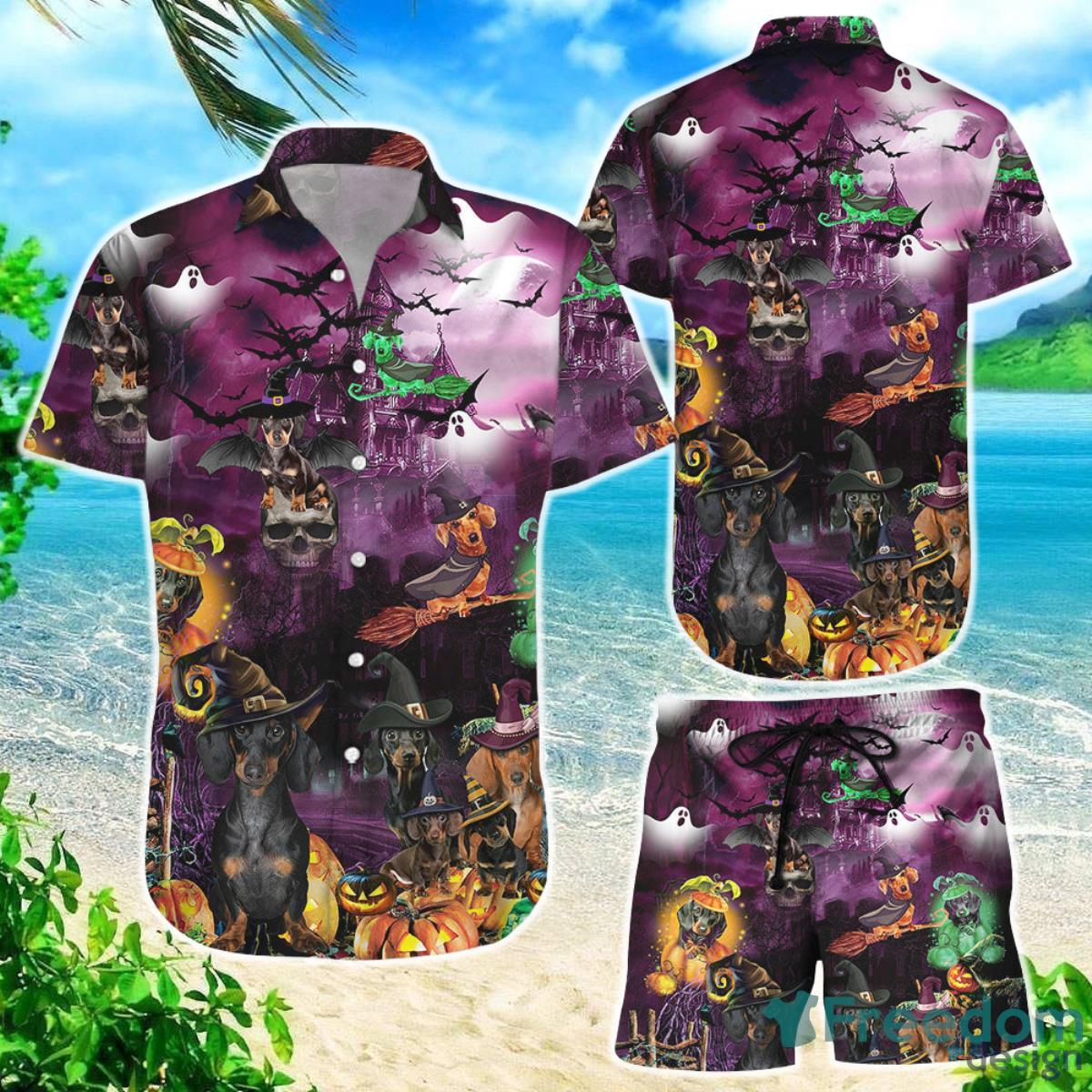 Dachshund Hawaiian Shirt Halloween Dachshund Pumpkins Party Night Hawaii Shirt Dachshund Present Ideas Product Photo 1