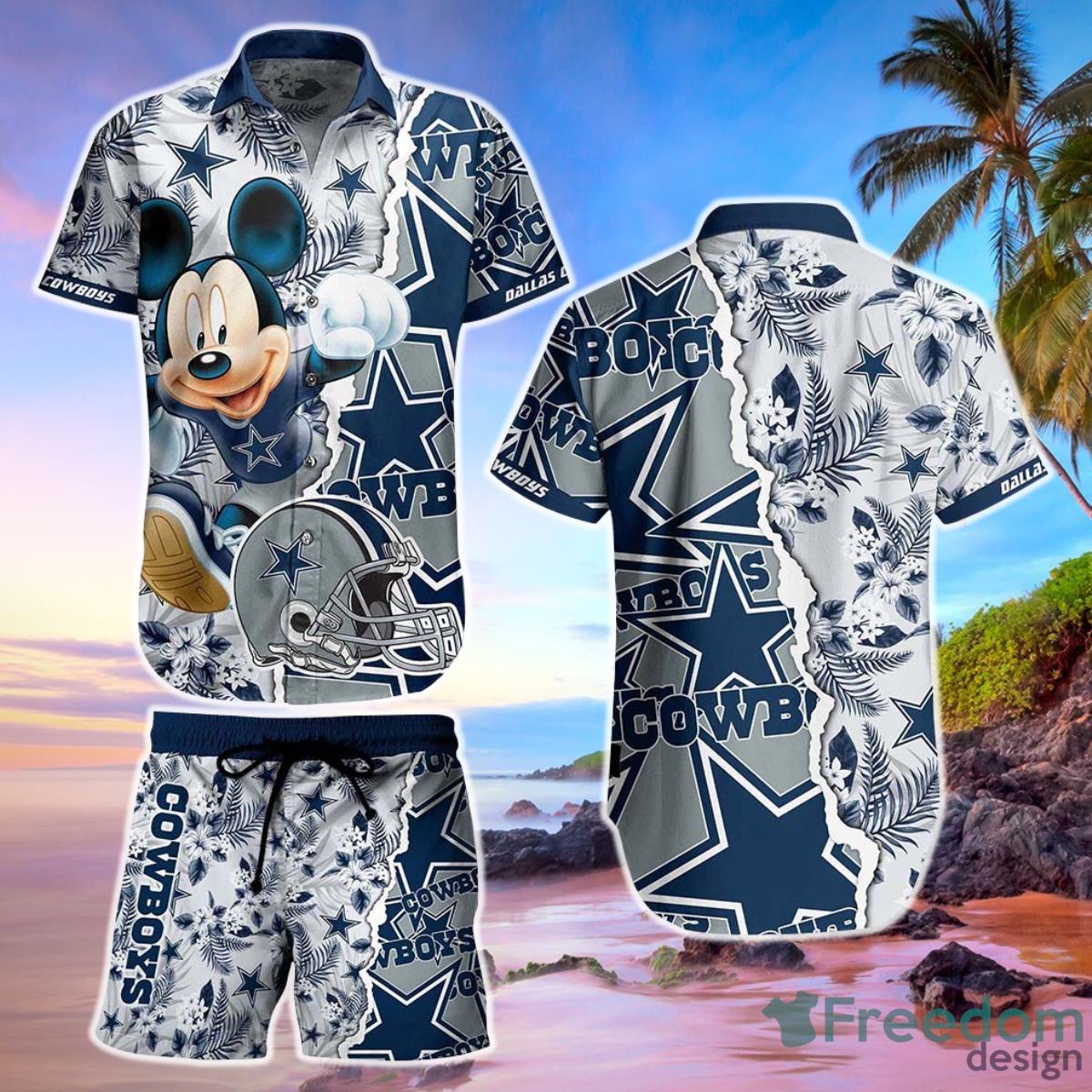 Dallas Cowboys NFL Hawaiian Shirt And Short Mickey Graphic Tropical 3D Printed Gift For Men Women Product Photo 1