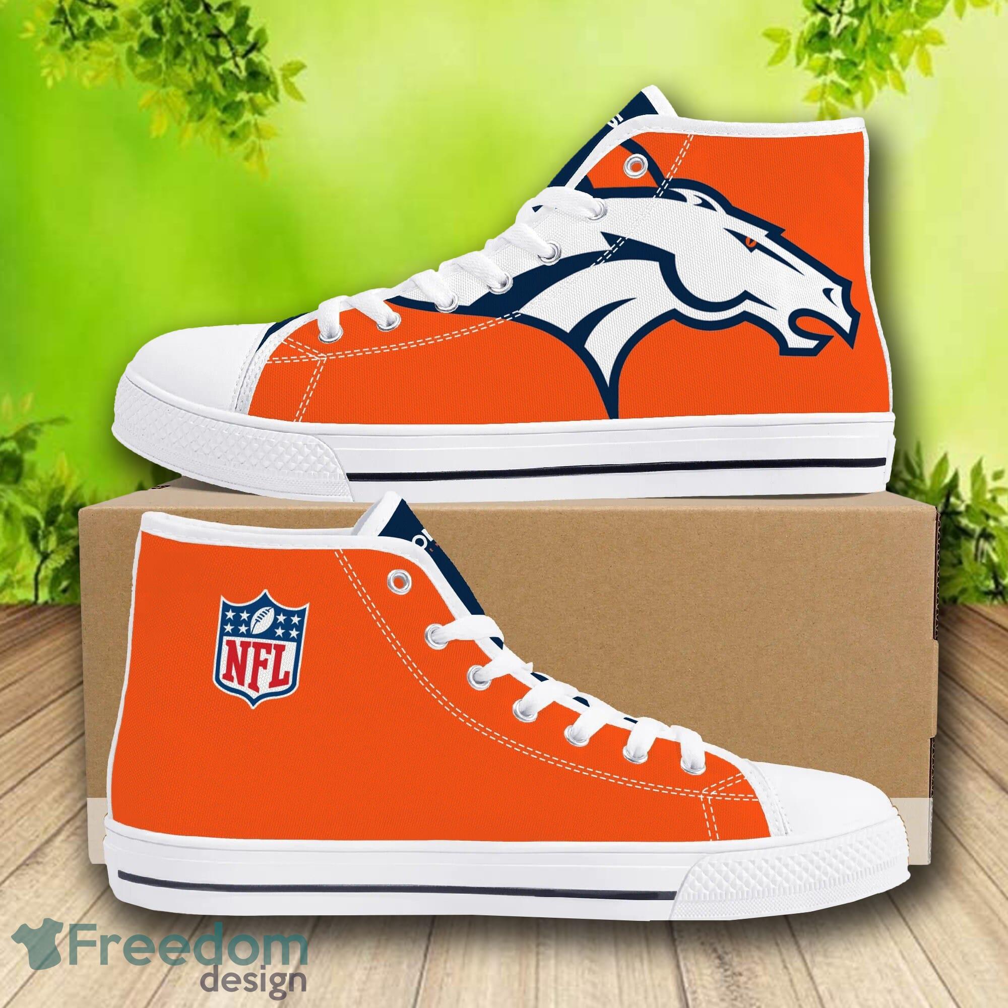 Denver Broncos high top canvas shoes, couple, Men And Women gifts