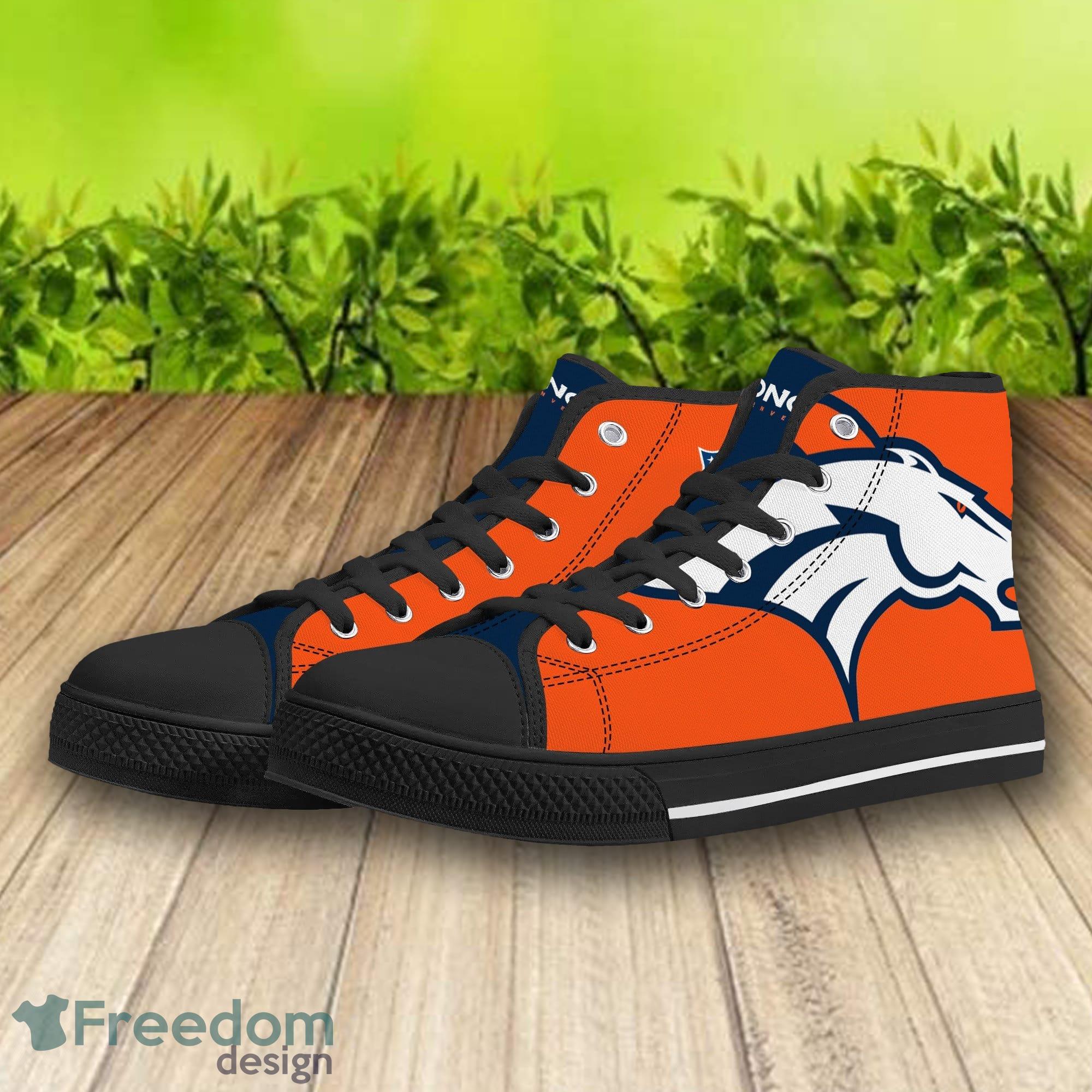 Denver Broncos high top canvas shoes, couple, Men And Women gifts