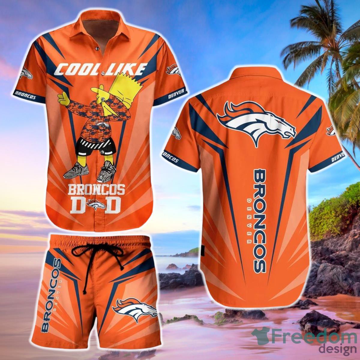 Denver Broncos NFL Hawaiian Shirt And Short Bart Simpson Summer Perfect Gift For Fans NFL Product Photo 1