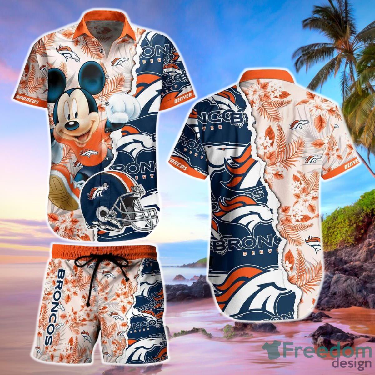 Denver Broncos NFL Hawaiian Shirt And Short Mickey Graphic Tropical 3D Printed Gift For Men Women Product Photo 1