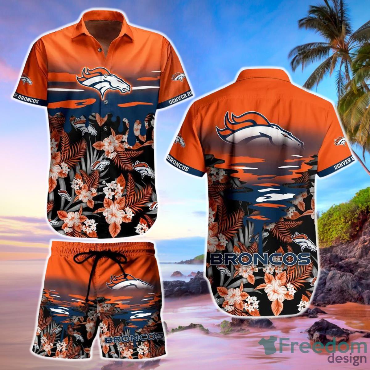 Denver Broncos NFL Hawaiian Shirt And Short Tropical Pattern Beach Shirt New Gift For Best Fan Product Photo 1