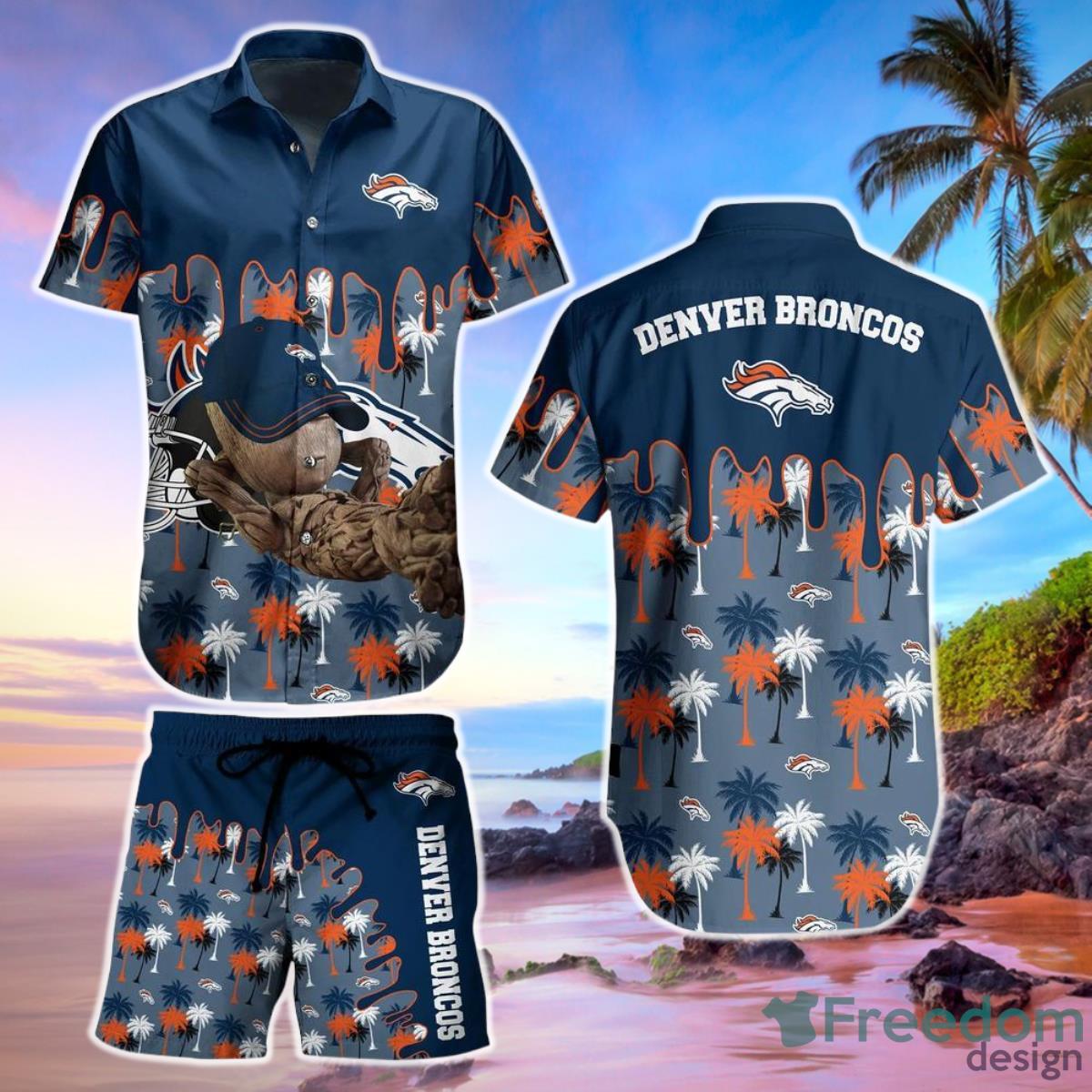 Denver Broncos Summer Beach Shirt and Shorts Full Over Print - Freedomdesign