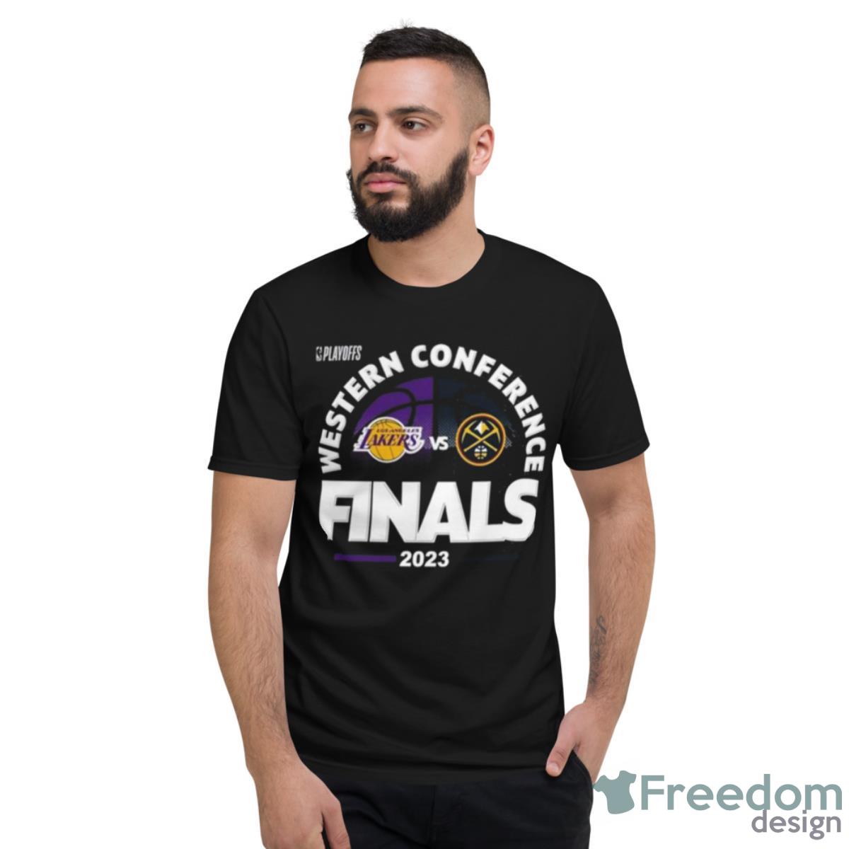 Denver Nuggets Vs Los Angeles Lakers 2023 Western Finals Match Up NBA Playoff Shirt - Short Sleeve T-Shirt