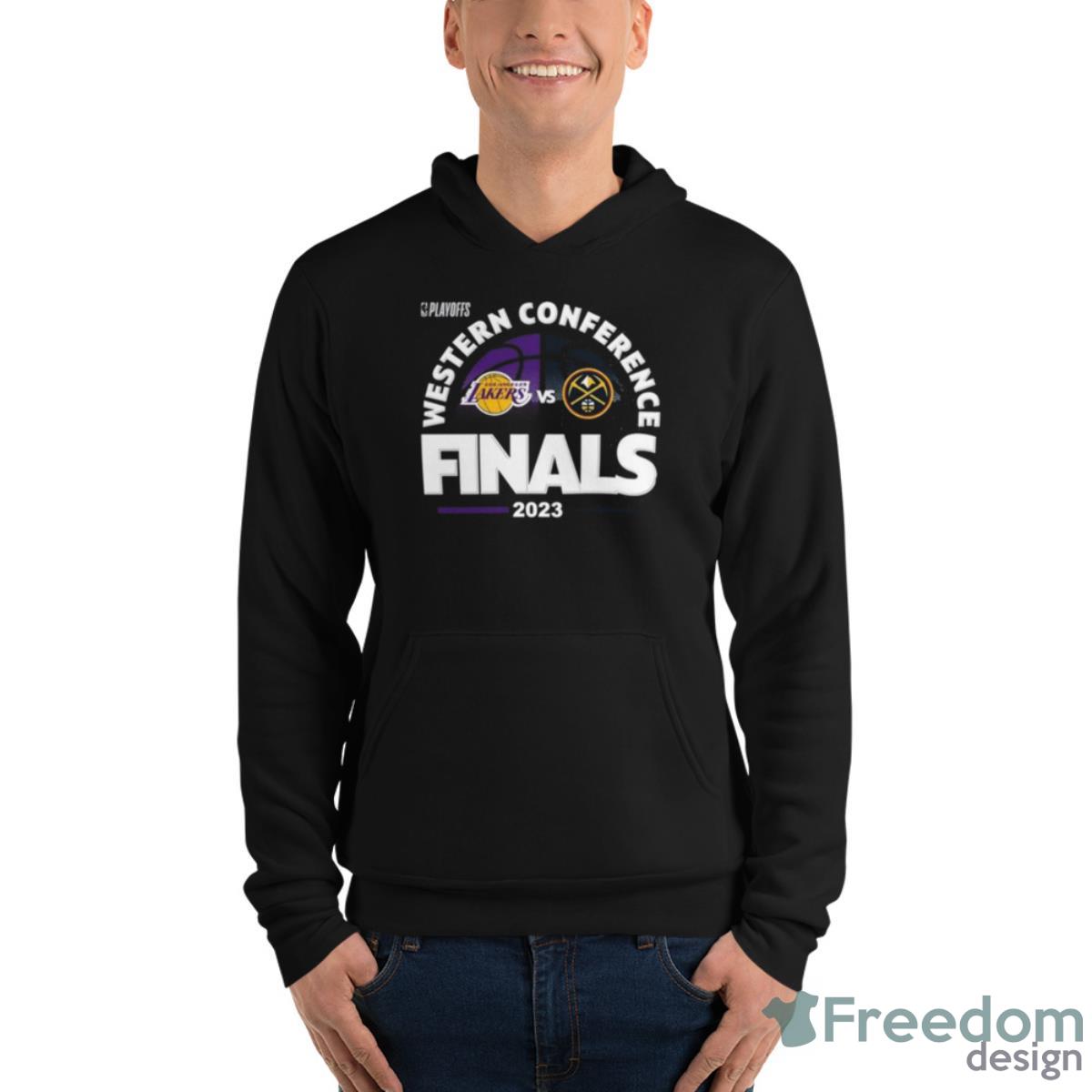 Denver Nuggets Vs Los Angeles Lakers 2023 Western Finals Match Up NBA Playoff Shirt image Denver Nuggets Vs Los Angeles Lakers 2023 Western Finals Match Up NBA Playoff Shirt - Unisex Fleece Pullover Hoodie