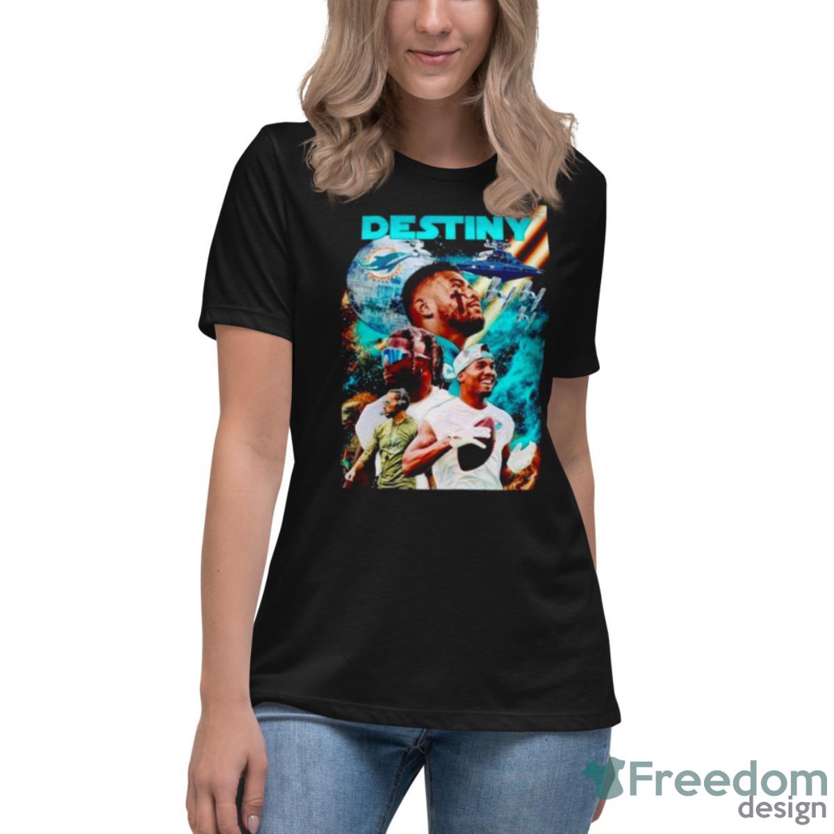 Destiny Miami Dolphins Football Shirt - Womens Relaxed Short Sleeve Jersey Tee Destiny Miami Dolphins Football Shirt - Womens Relaxed Short Sleeve Jersey Tee