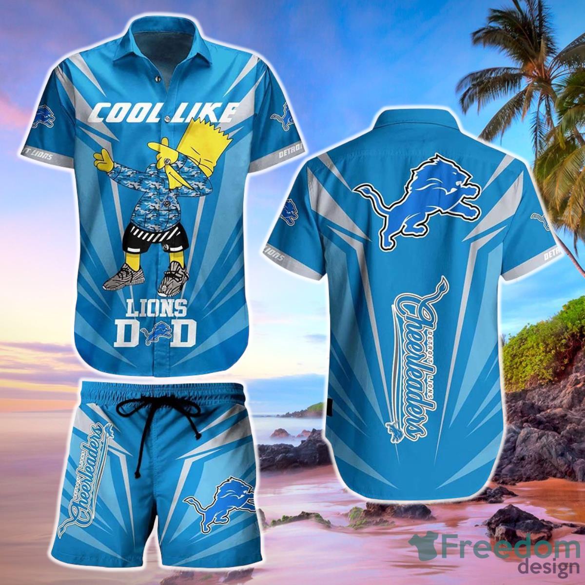 Detroit Lions NFL Hawaiian Shirt And Short Bart Simpson Summer Perfect Gift For Fans NFL Product Photo 1