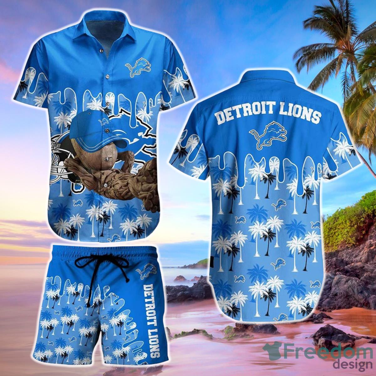 NEW Detroit Lions NFL Hawaiian Shirt And Short